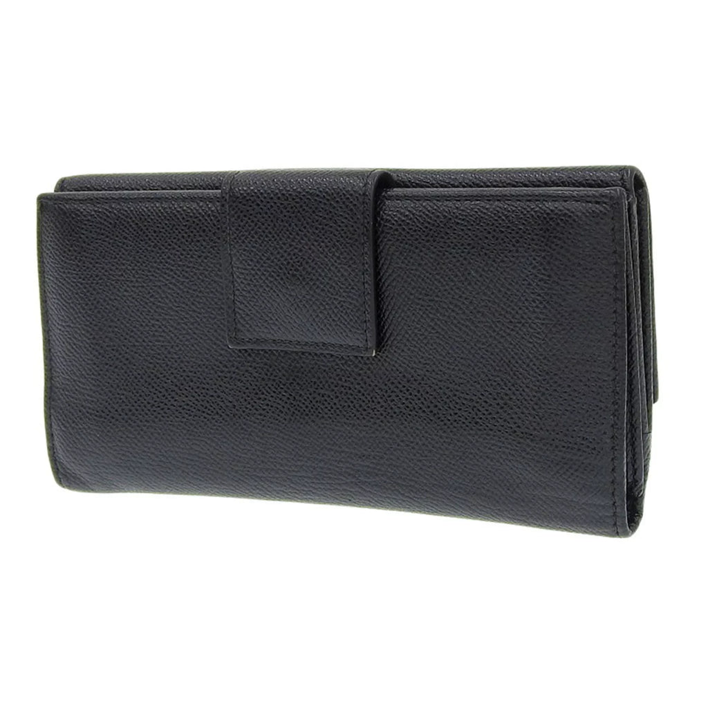 Pre-Owned Black Leather Long Wallet K50022