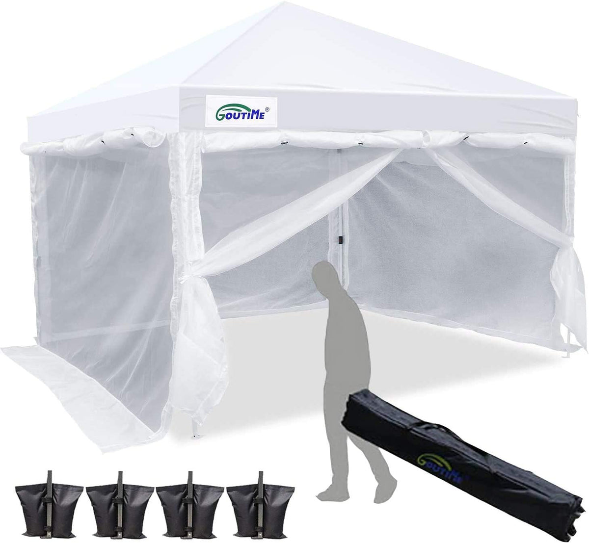 10 x 10 Ft Pop Up Canopy with Mesh Side Walls E965082