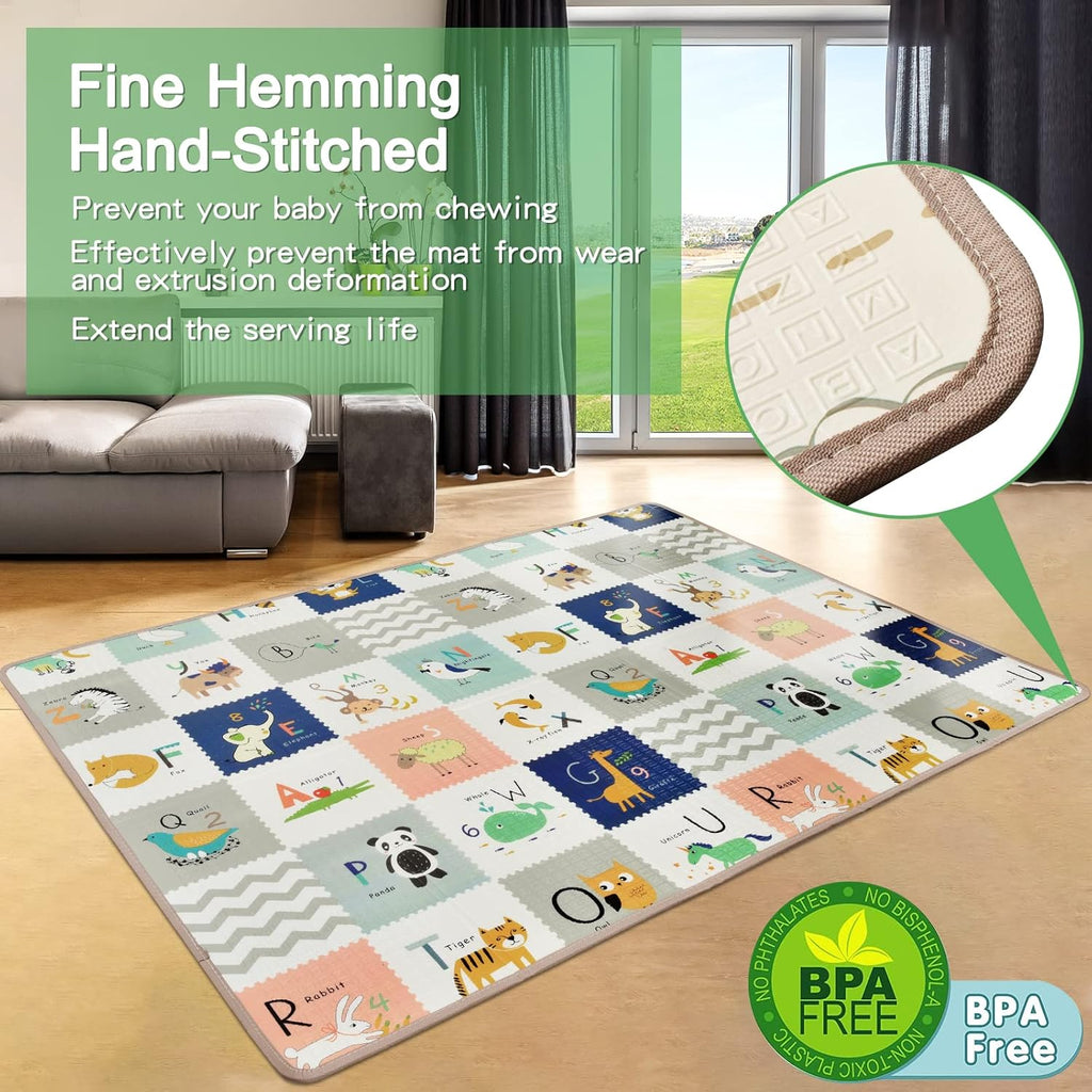 Reversible Extra Large Thick Foam Play Mat with Travel Case, 78x59 E6969