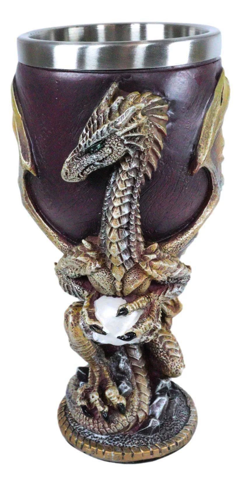 Maroon And Gold Dragon Wine Goblet 5oz S8490
