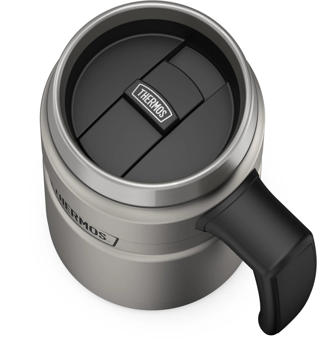 16 Oz Vacuum Insulated Desk Mug, Matte Stainless Steel L734504