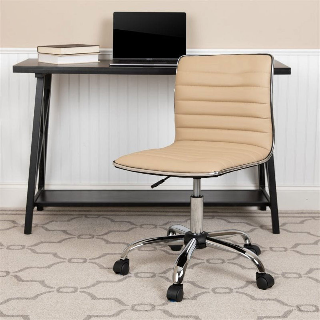 Tan Vinyl Low Back Swivel Office Chair S70065