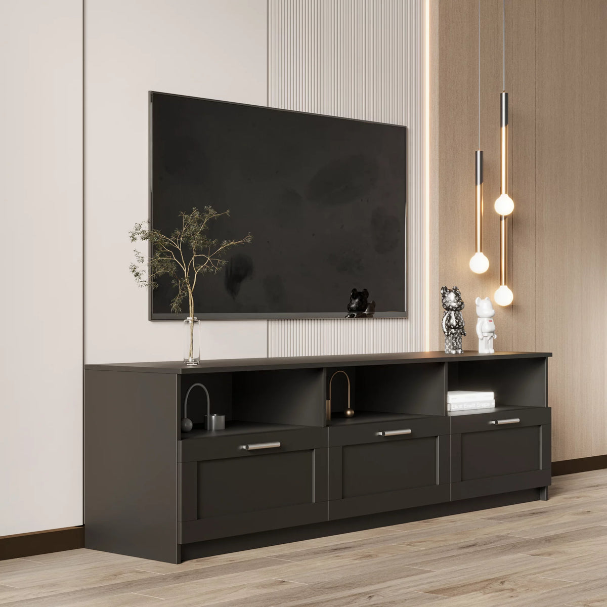 Black TV Stand with Storage W8132