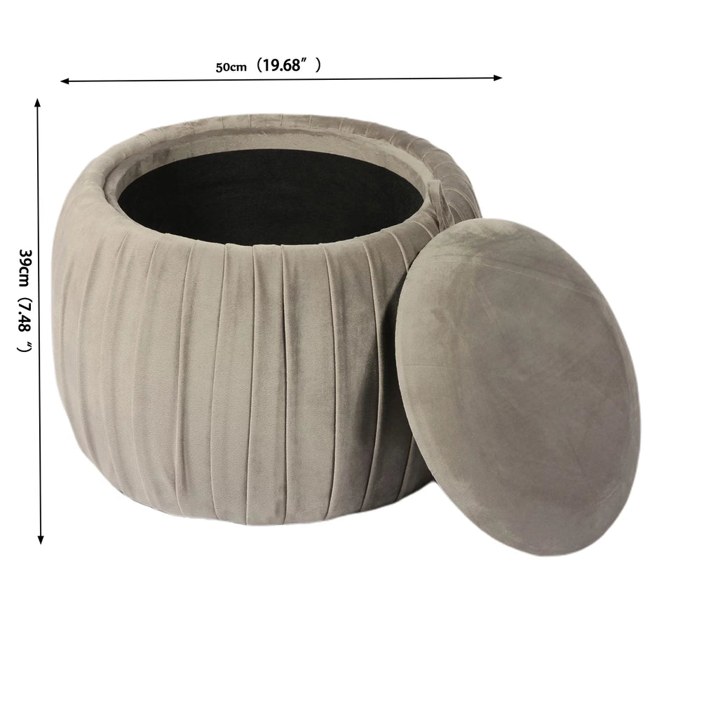 Grey Round Storage Ottoman N2021