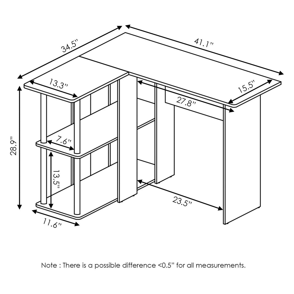 L-Shape Desk with Bookshelf X2934