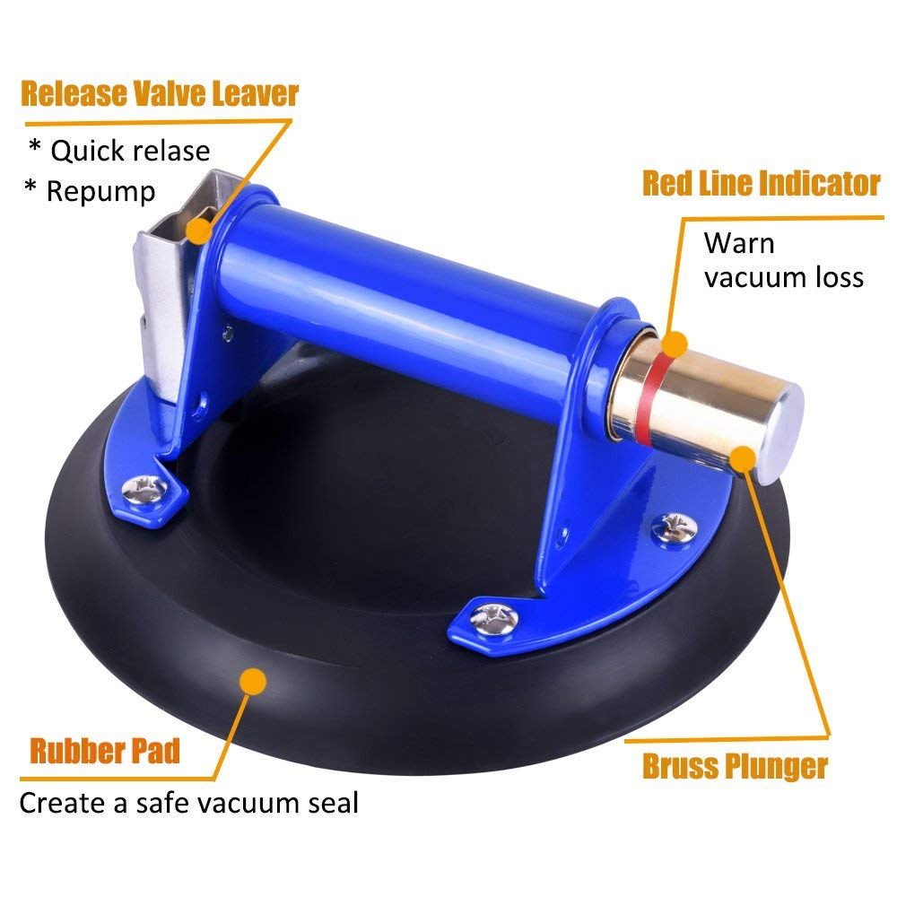 12 Super Strong Glass Suction Cup Vacuum Glass Lifter with Metal Handle and Brass Pump H802