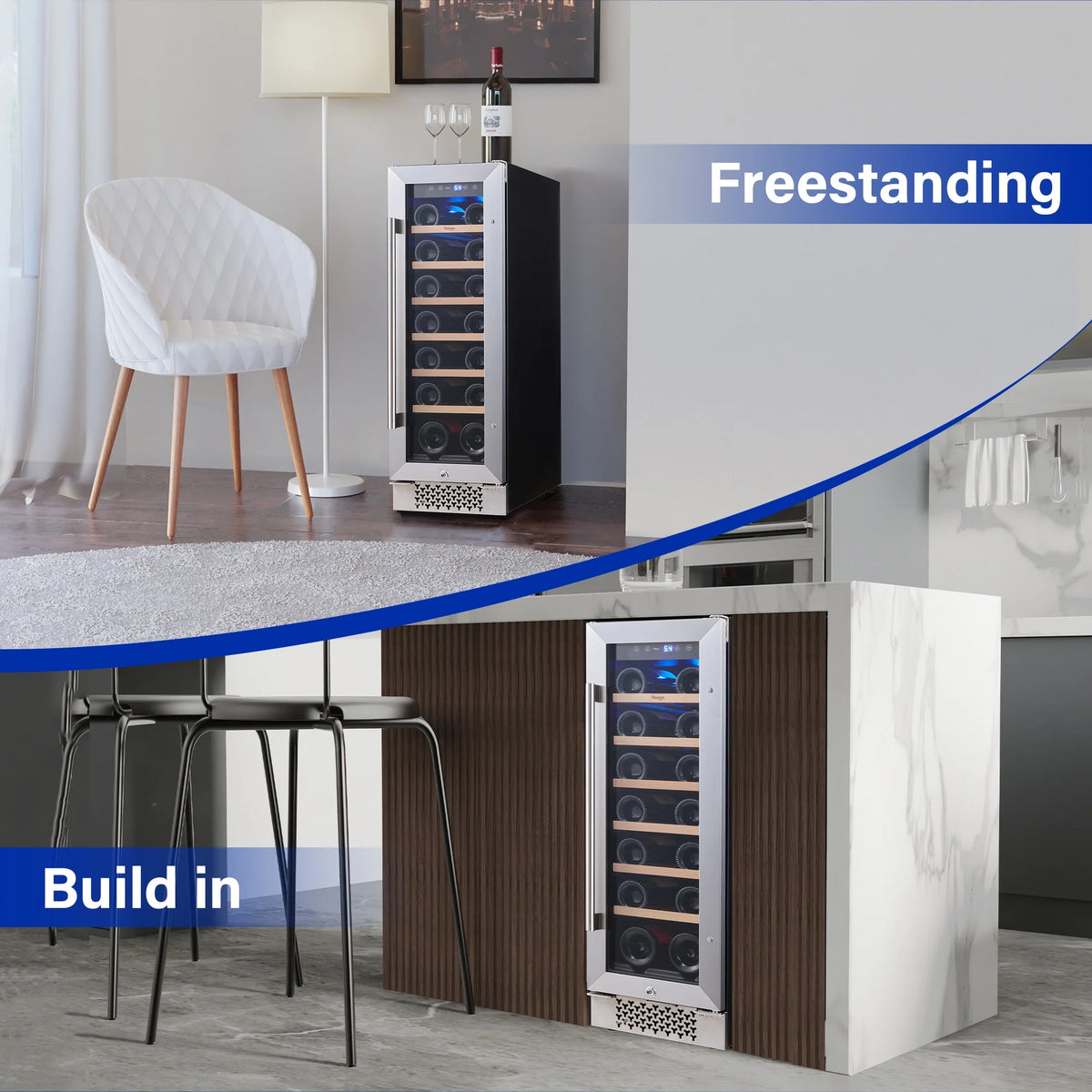 12 Bottle Compressor Wine Cooler Refrigerator with Glass Door and Safety Lock M599657