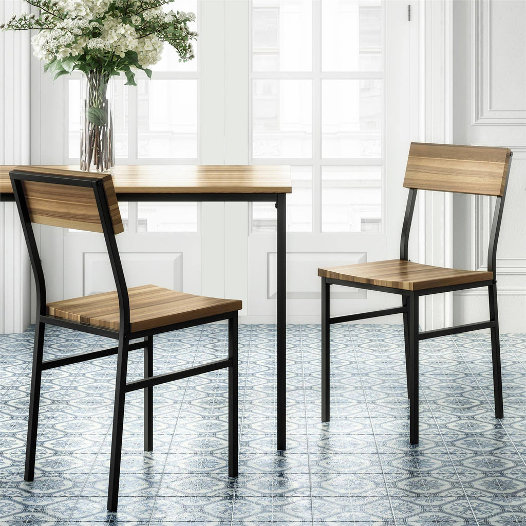 Natural Gray Wood and Metal Dining Chair (2-Pack) X220