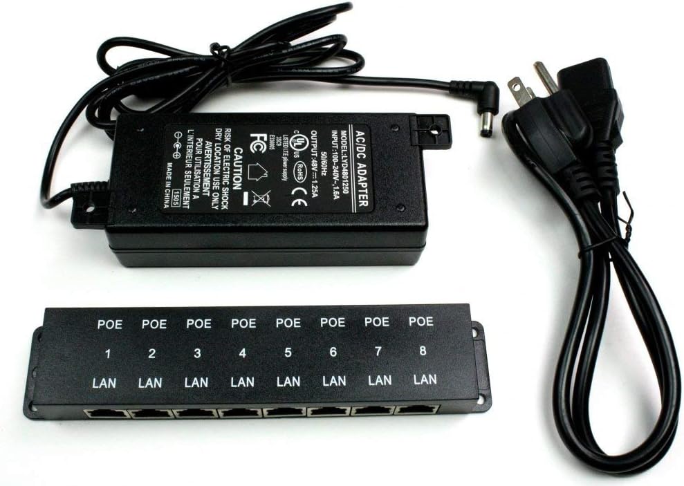 8 Port Passive PoE Injector with 48V 60W Power Supply W6058