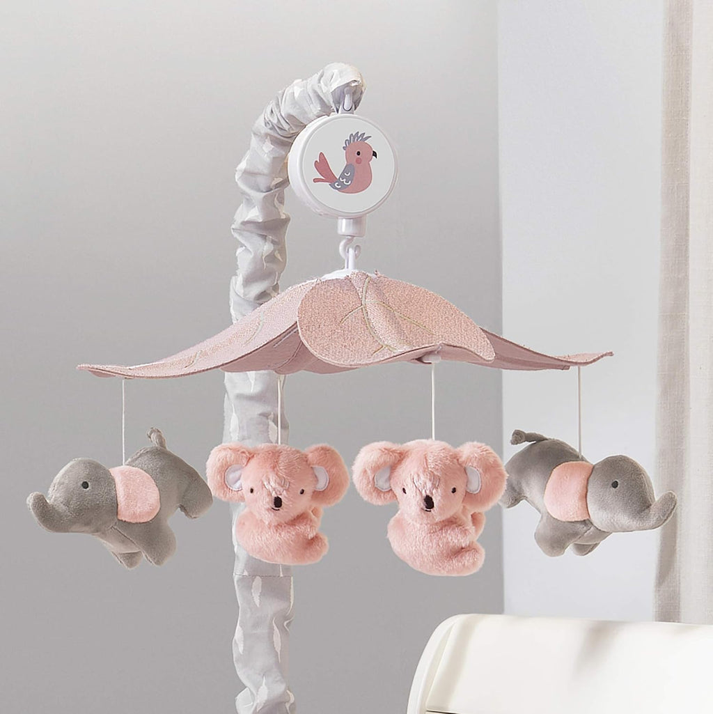 Pink Gray Koala Elephant Musical Baby Crib Mobile L6824