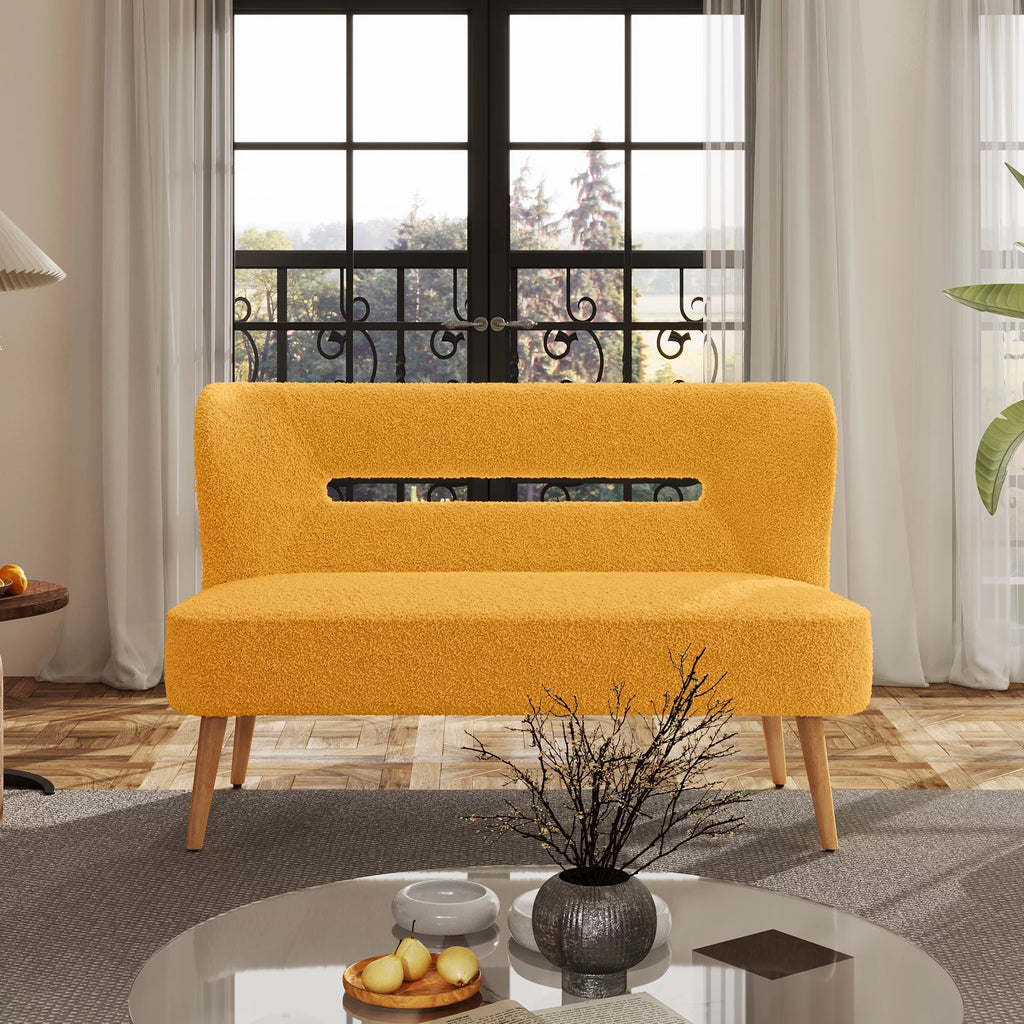 Cream Sherpa Loveseat Accent Chair D471