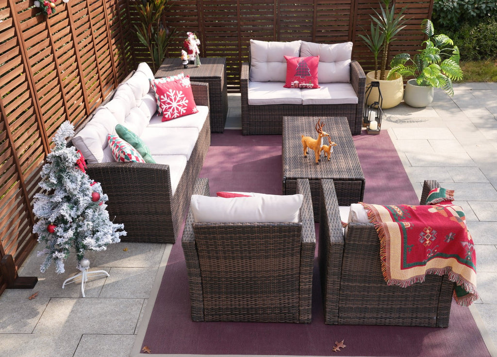 6-Piece Wicker Outdoor Sofa Set with Cushions A56573