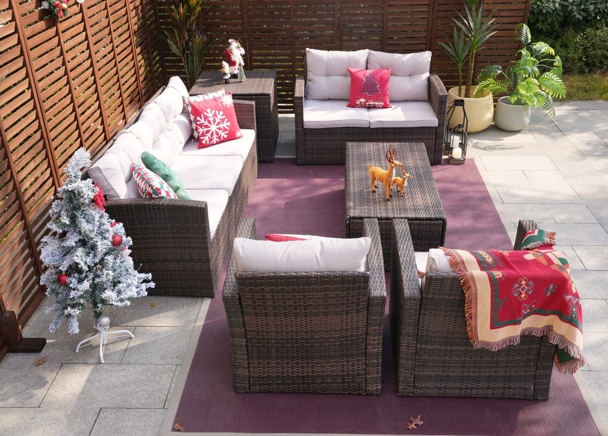 6-Piece Wicker Outdoor Sofa Set with Cushions A56573
