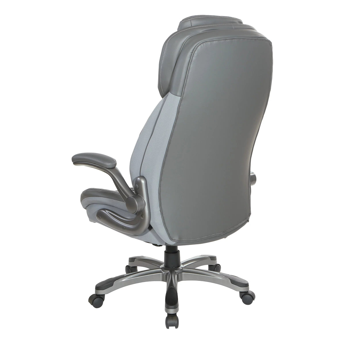 High Back Chair with Grey Bonded Leather and Flip Arms N5700