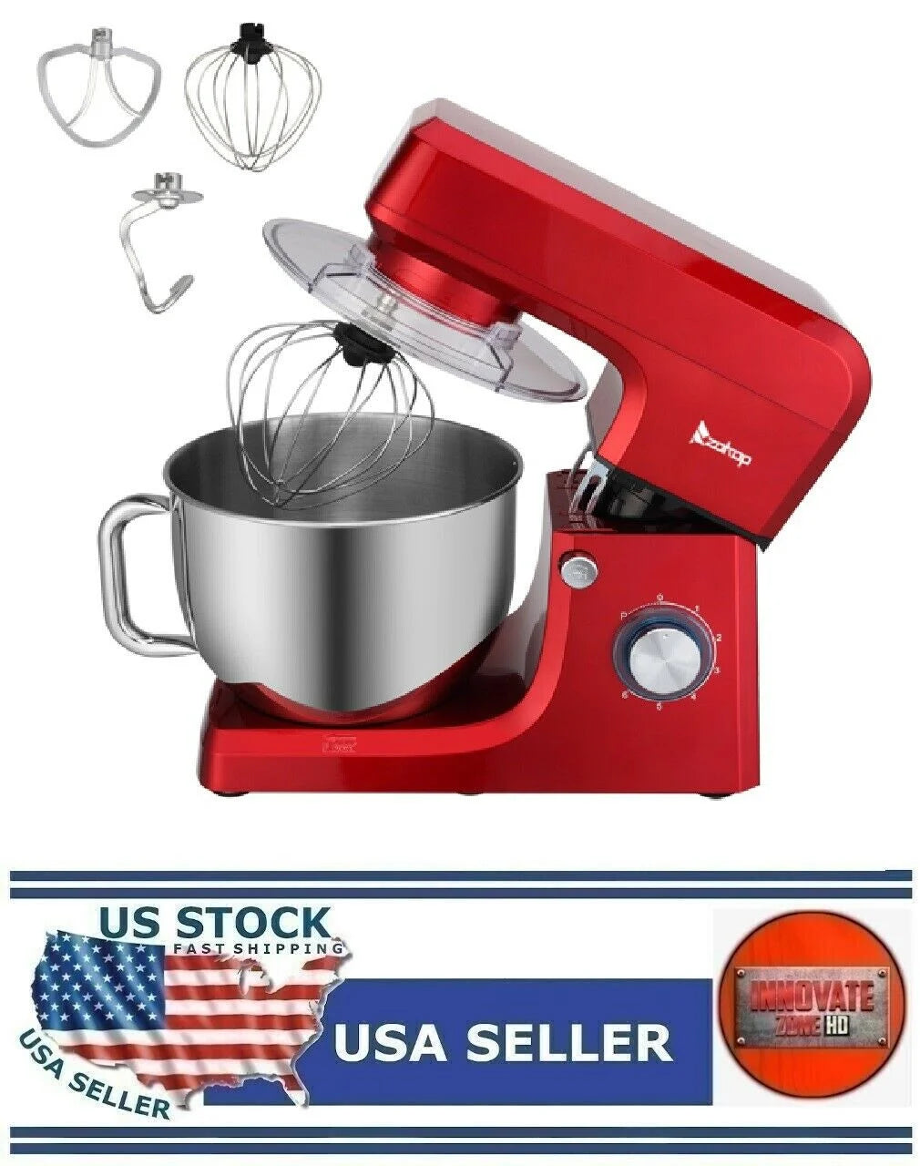 660W Tilt-Head Electric Mixer with 7.5 Quart Stainless Steel Bowl, Red W228