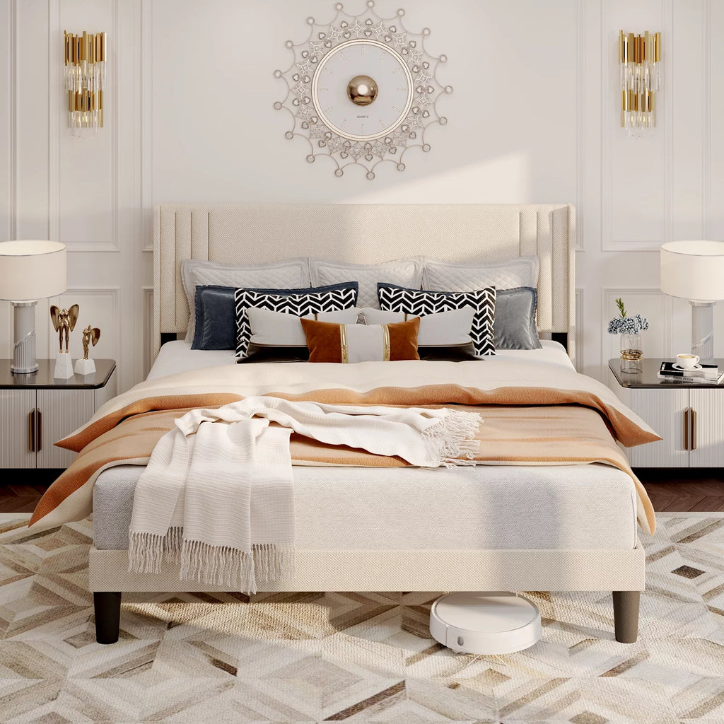 Queen Bed Frame with Wingback Headboard L28669