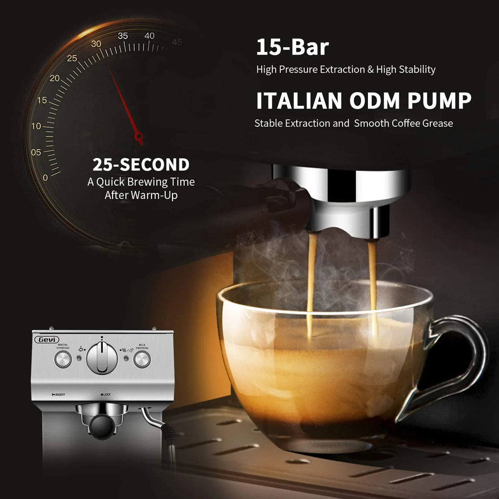 Silver Stainless Steel 15 Bar Espresso Machine G65968