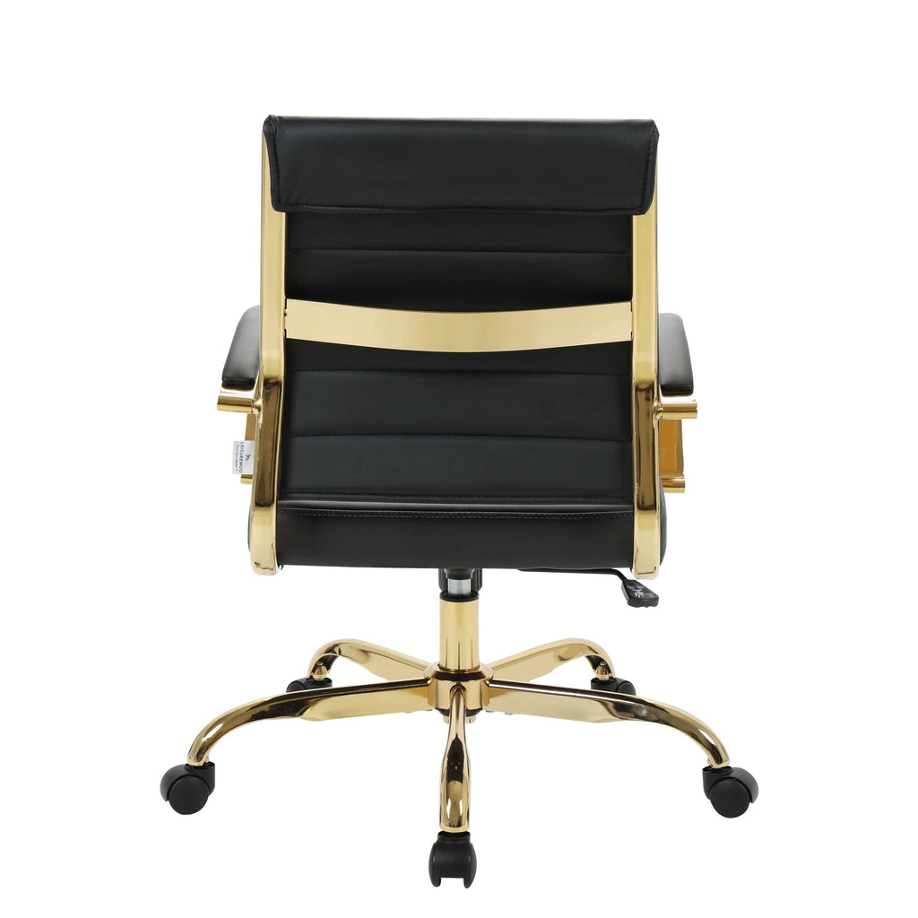 Black Leather Office Chair with Gold Frame R297876