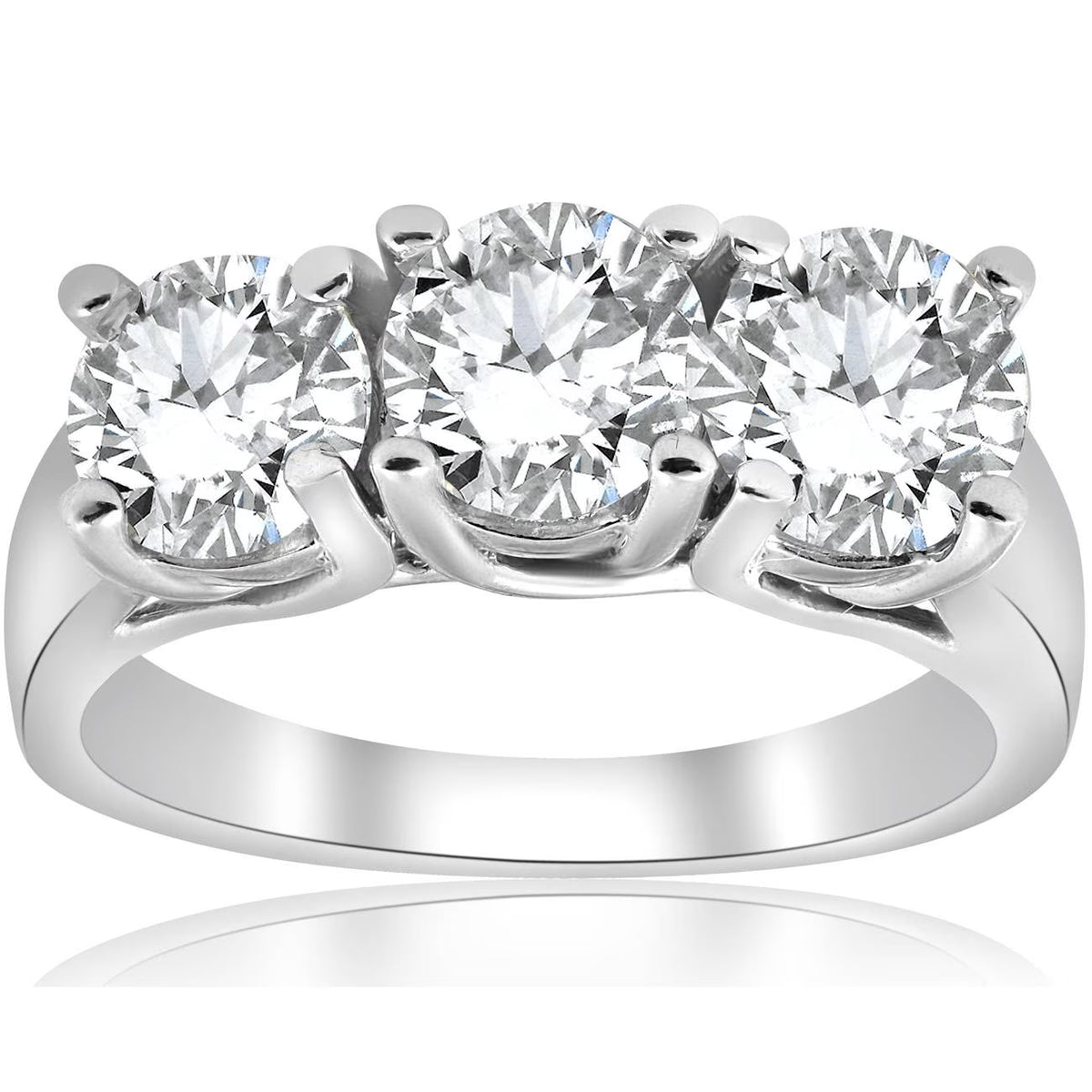 14K White Gold Three Stone Diamond Engagement Ring A83026