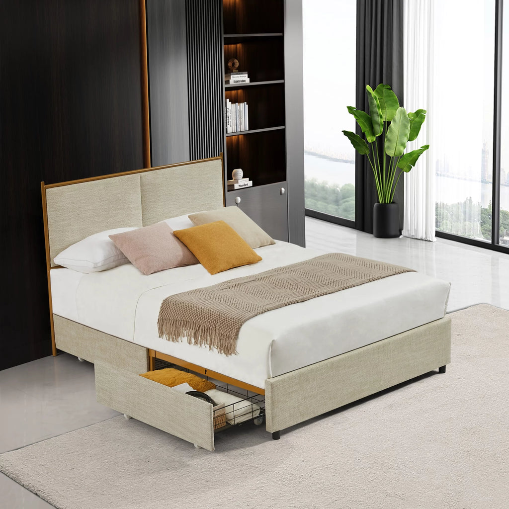 Camel Storage Bed with Drawers N41650