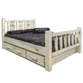 Natural Pine Wood Queen Storage Bed V464141