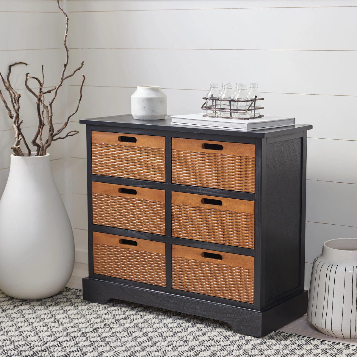 Black 6 Drawer Storage Unit A440