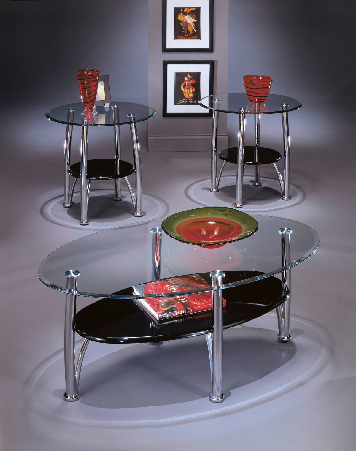 Chrome Finish Occasional Table Set of 3 S82482
