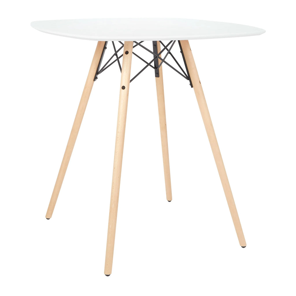 White Counter Table with Natural Wood Legs D6611