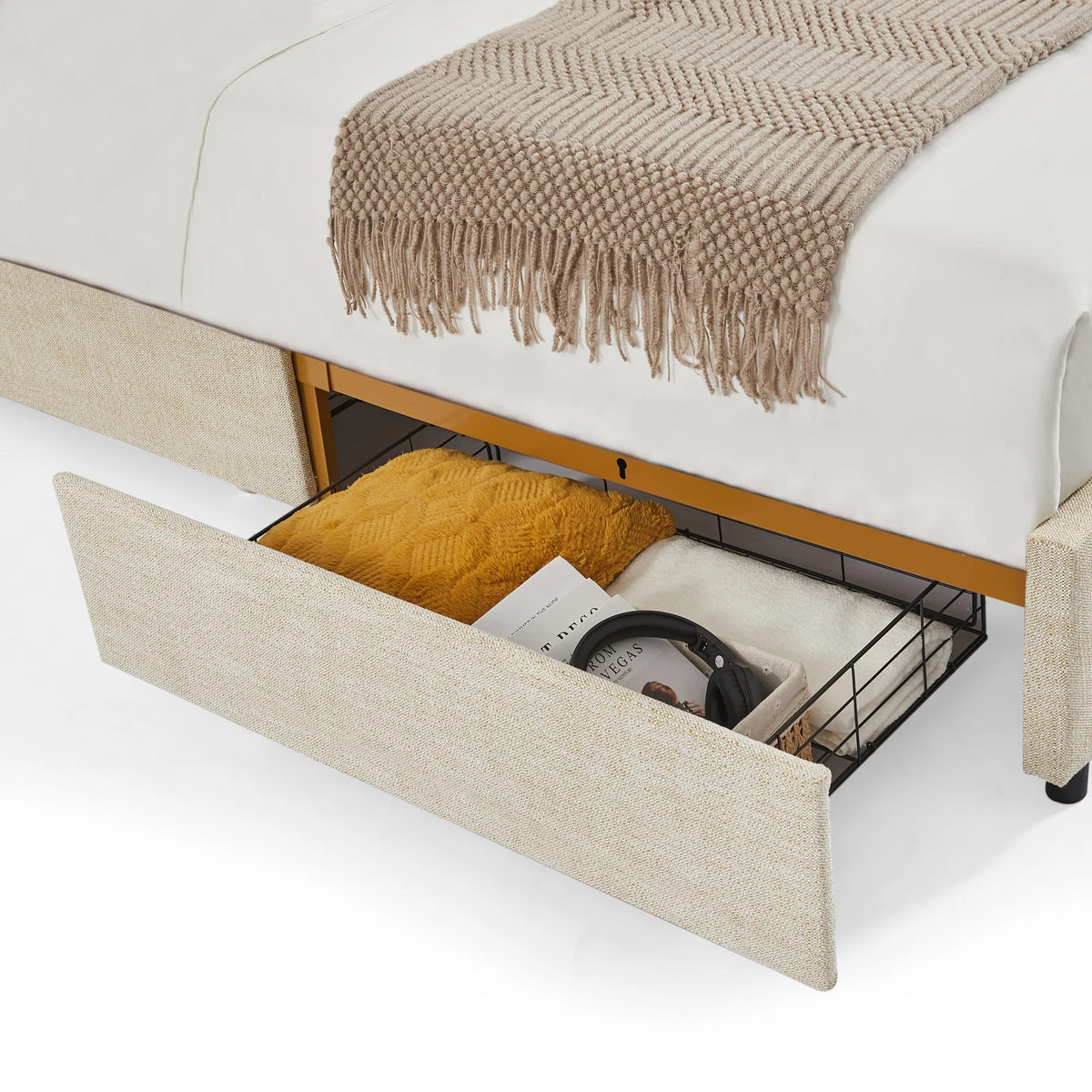 Camel Storage Bed with Drawers N41650