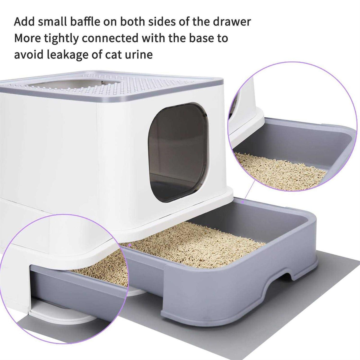Large Top Entry Anti-Splashing Cat Litter Box with Lid Q7209