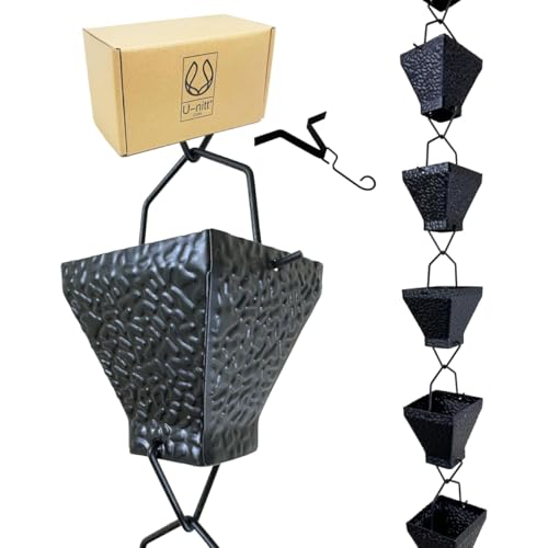 8.5 FT Metal Black Rain Chain with Square Cups A702930
