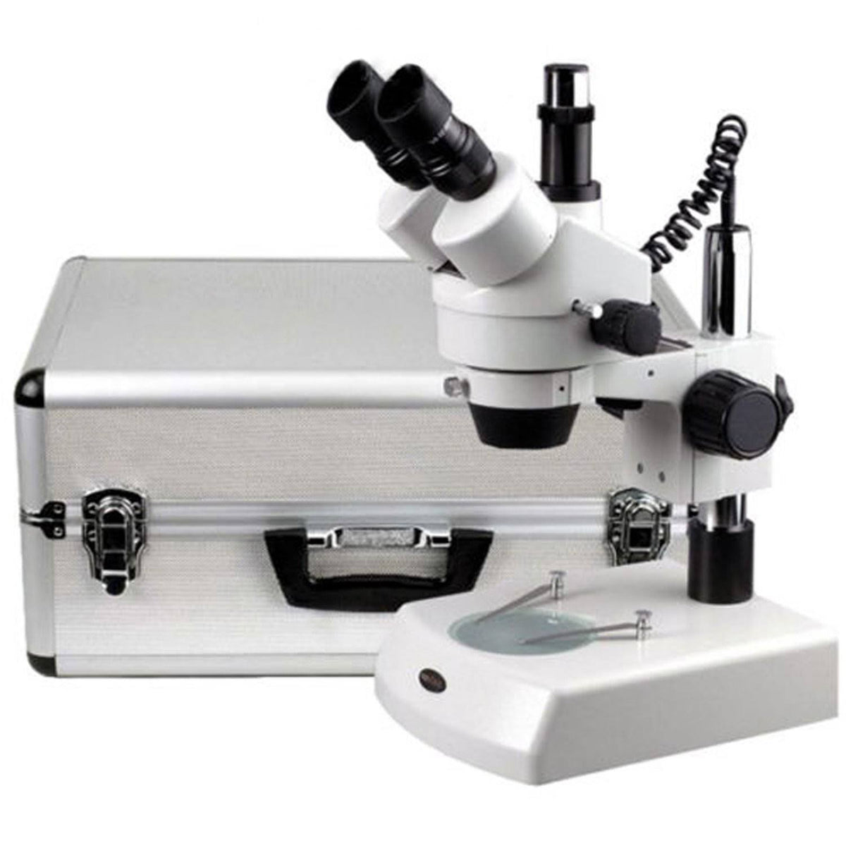 Trinocular Stereo Zoom Microscope with Aluminum Carrying Case V6103