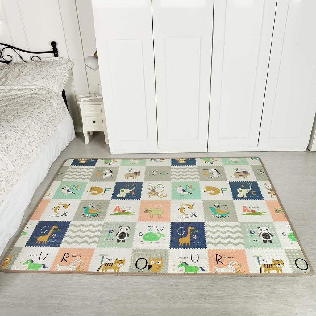 Reversible Extra Large Thick Foam Play Mat with Travel Case, 78x59 E6969