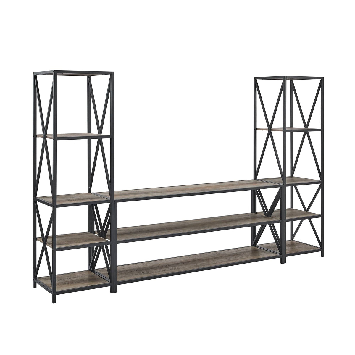 Slate Grey / Black Metal 3-Piece Entertainment Wall D4395