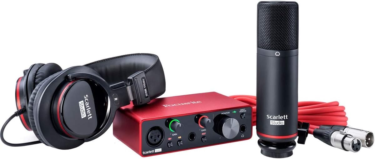 USB Audio Interface Bundle with Boom Stand, XLR Cable and Pop Filter (4 Items) A733520