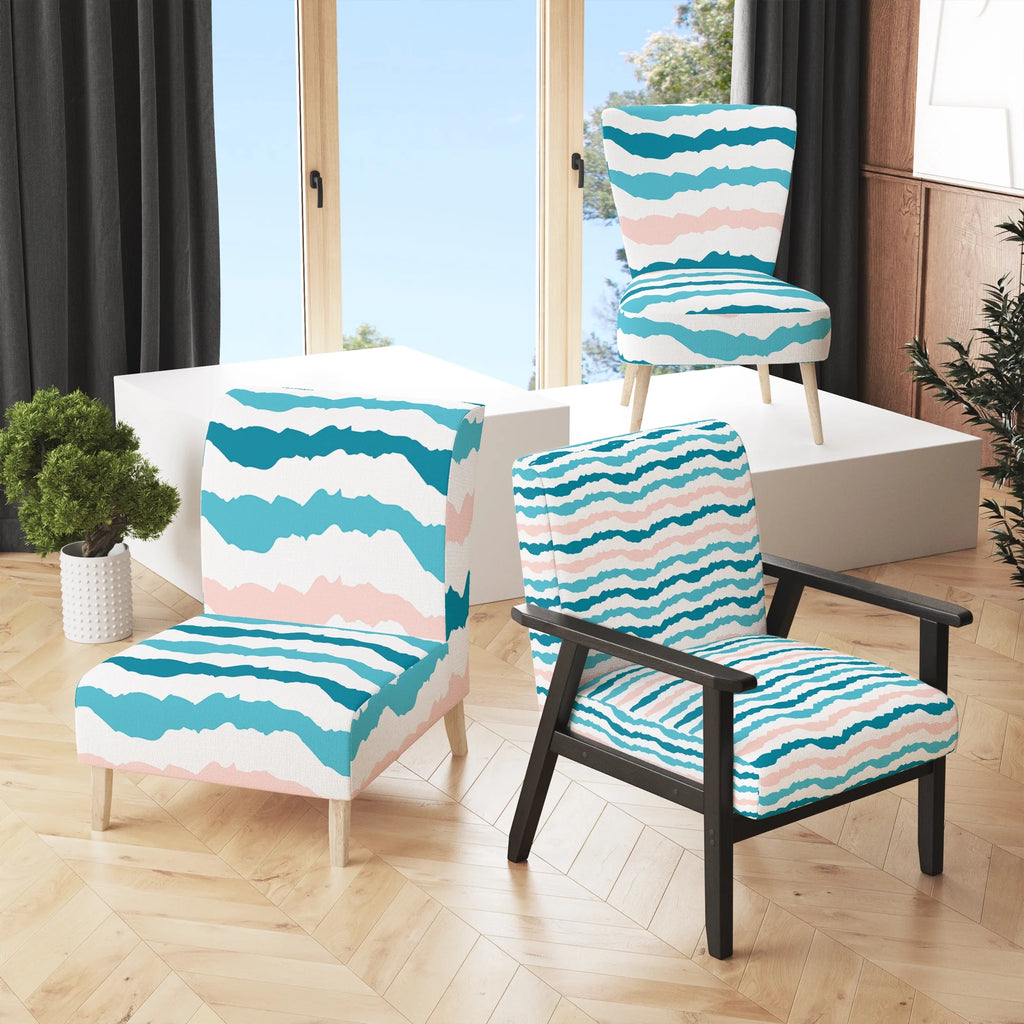 Blue Striped Upholstered Accent Chair P765