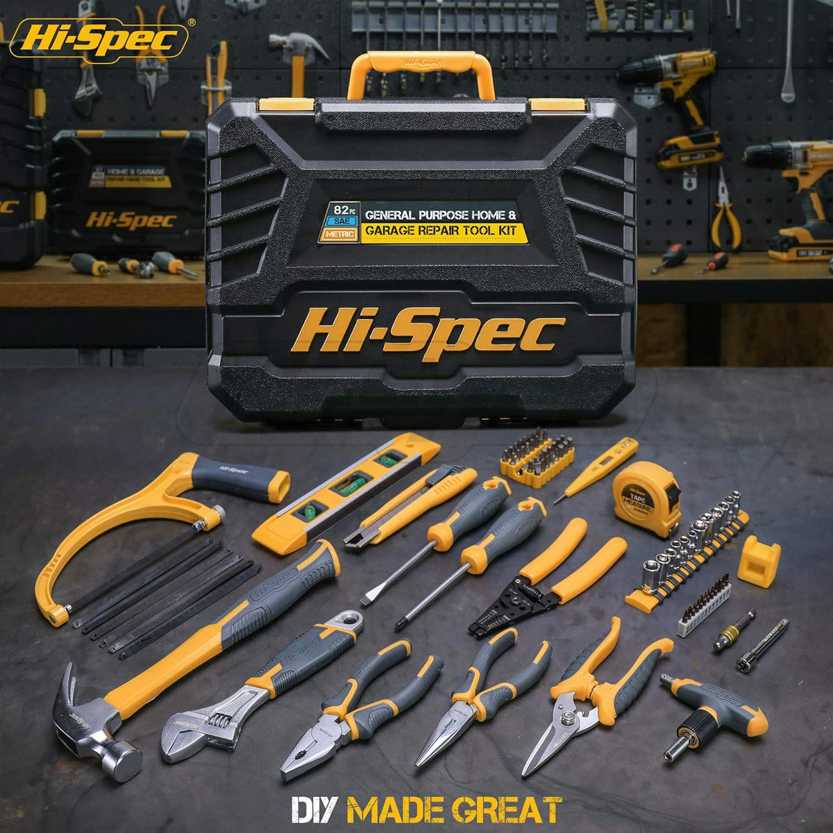 82 Piece Home & Garage Tool Kit Set with Storage Case S53927