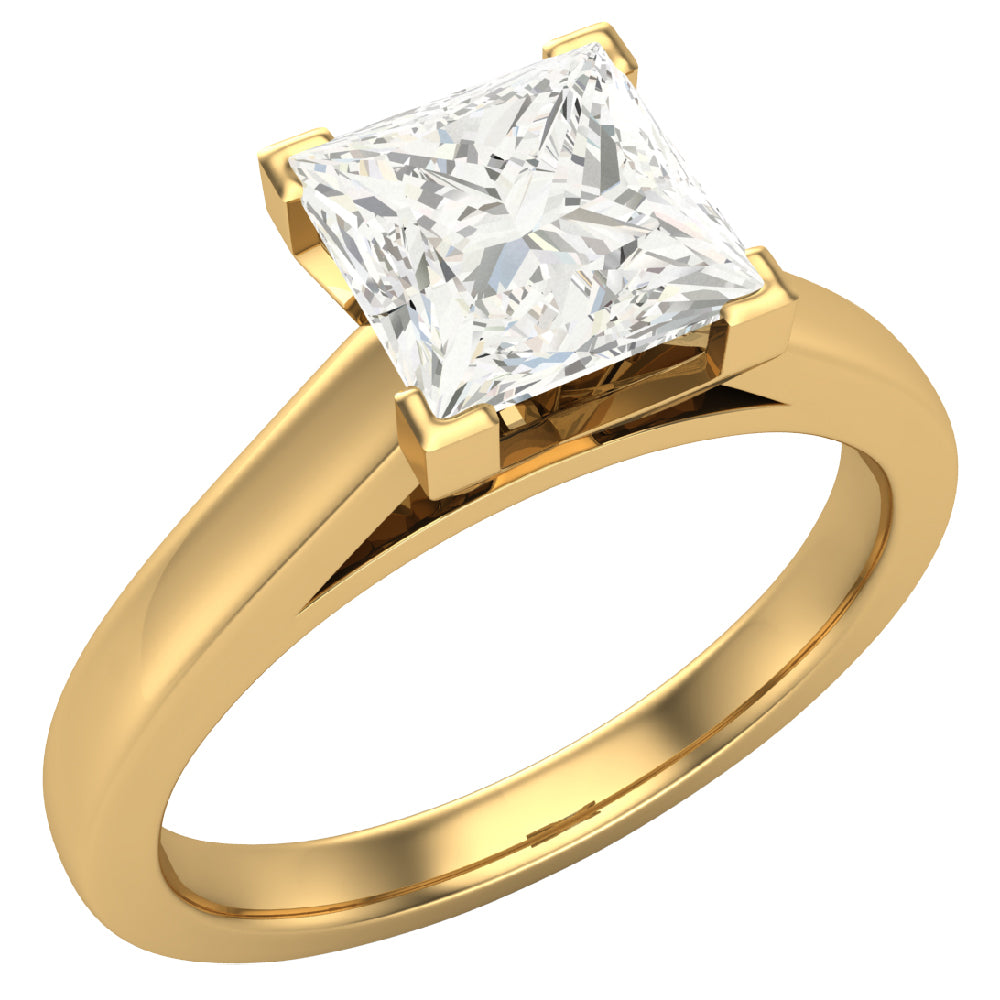 14K Gold Princess Solitaire Diamond Ring 0.75 Carat N1705