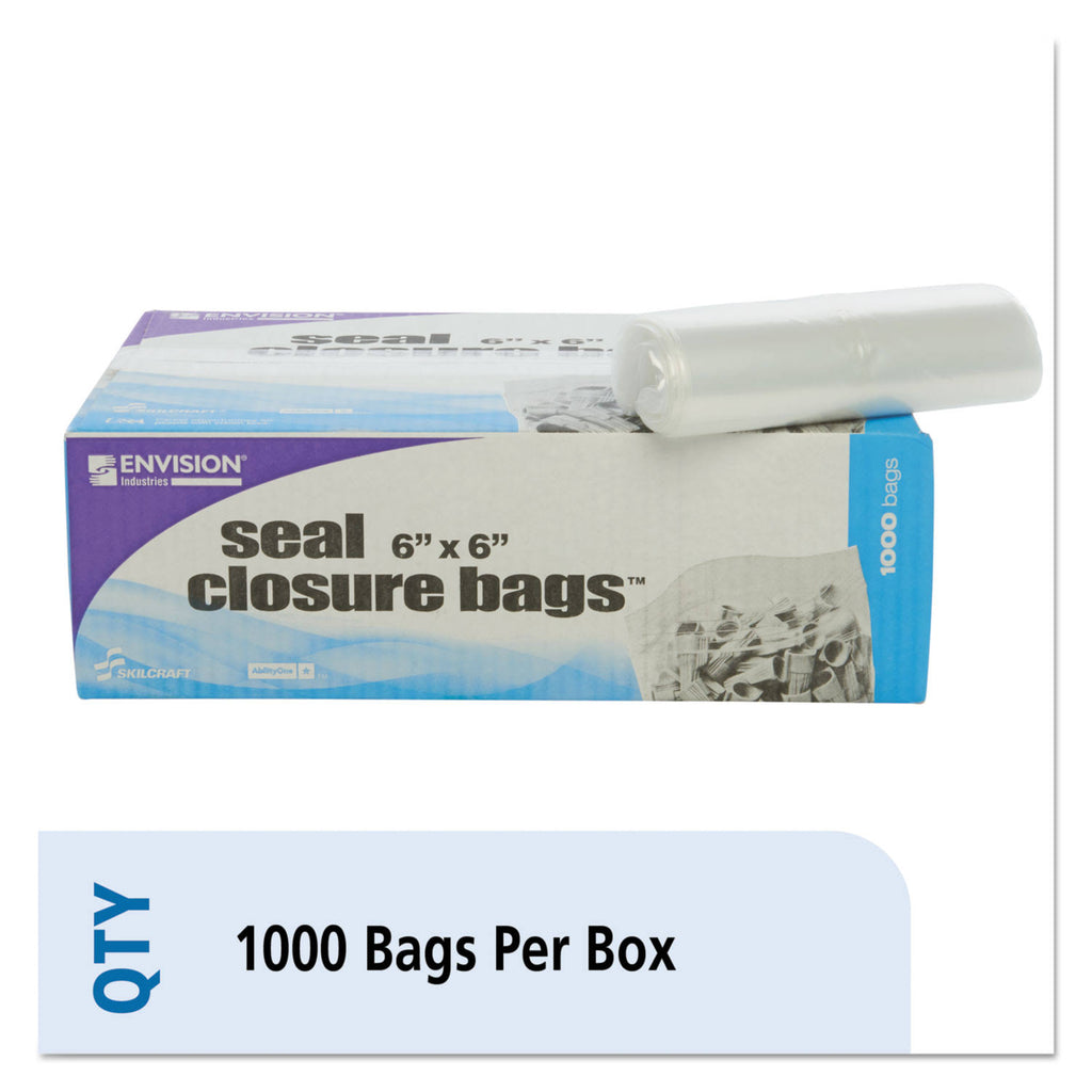 Clear 6 x 6 Zipper Seal Closure Bags, 1000/Carton K409