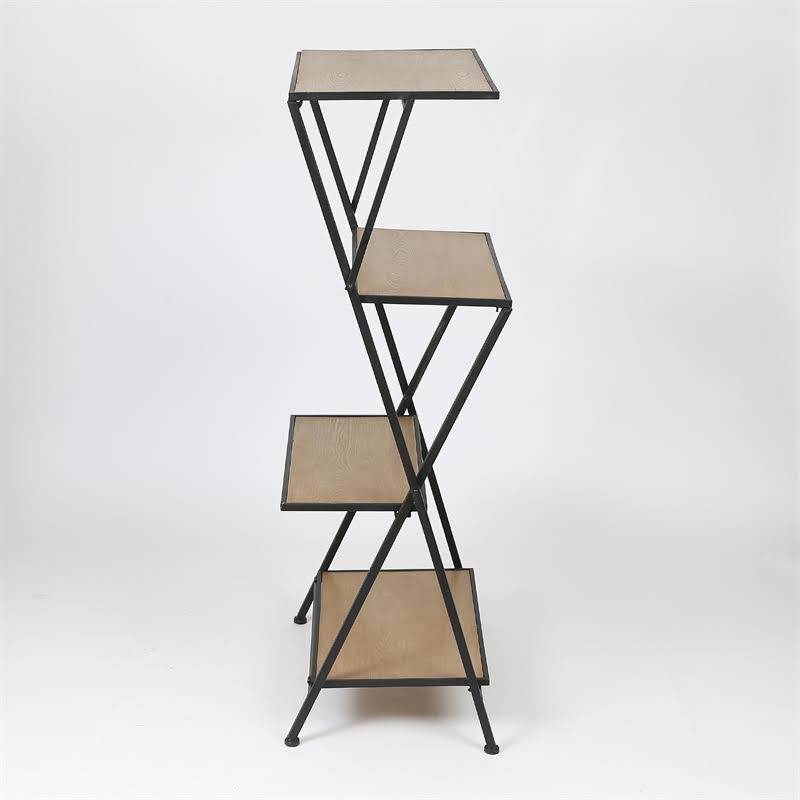 Wood and Metal Four-Tier Etagere Bookcase F740