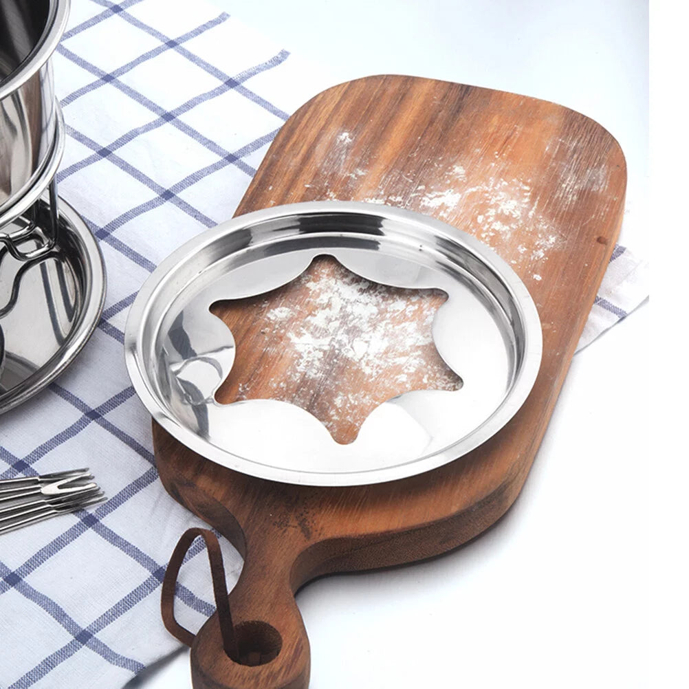 10-Piece Set Stainless Steel Chocolate Melting Pot Cheese Fondue Set J617