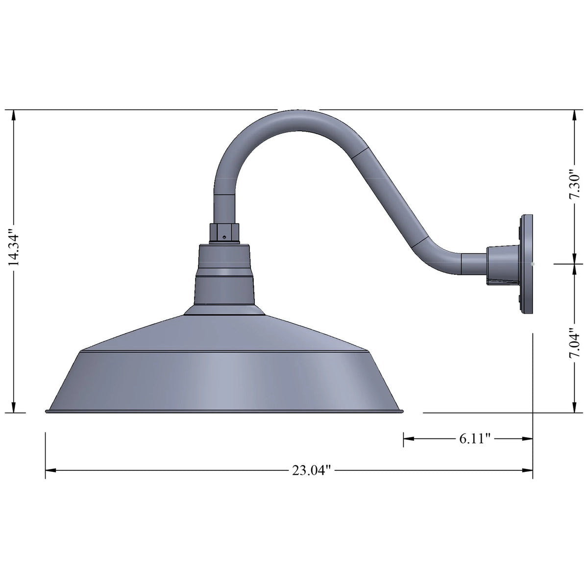 17in. White Outdoor Gooseneck Barn Light Fixture With 14.5 in. Long Extension Arm - Wall Sconce - 9W 900lm A19 LED Bulb (5000K Cool White) M1852