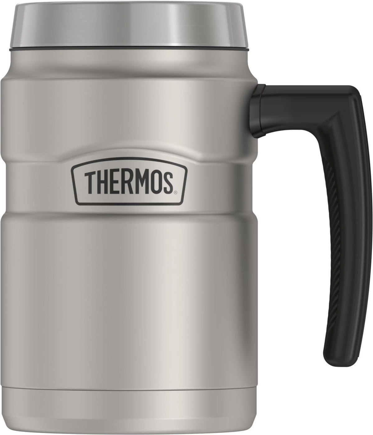 16 Oz Vacuum Insulated Desk Mug, Matte Stainless Steel L734504