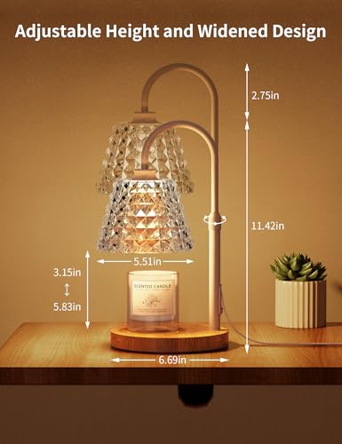 Candle Warmer Lamp with Timer, Adjustable Height, 2 Bulbs, 4 Levels Dimmable Y74910