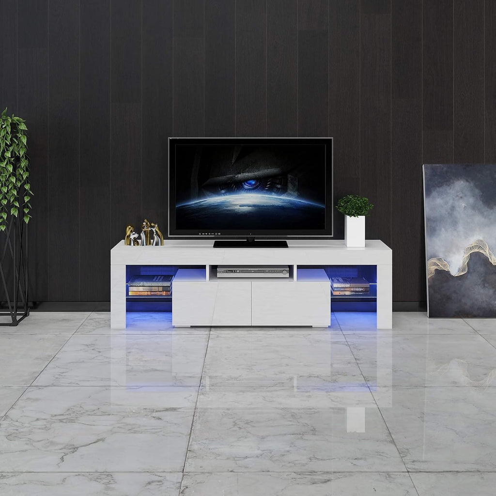 White High Gloss TV Cabinet with Storage and 2 Drawers H974853