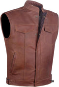 Brown Leather Motorcycle Vest G975549