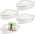 Metal Lazy Susan Storage Organizer Basket with Front Handle - 4 Pack I950570