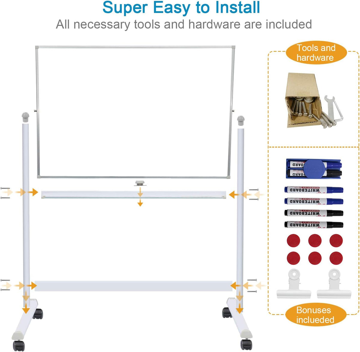 48x36 Double Sided Magnetic Whiteboard with Stand I62302