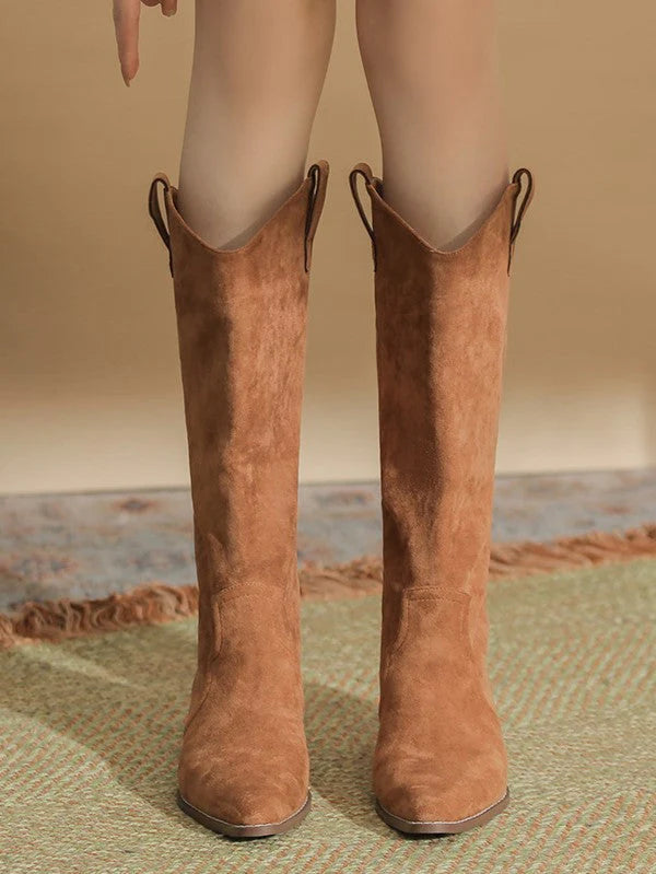 Pointed Toe Thick Heel Stacked Boots A368221