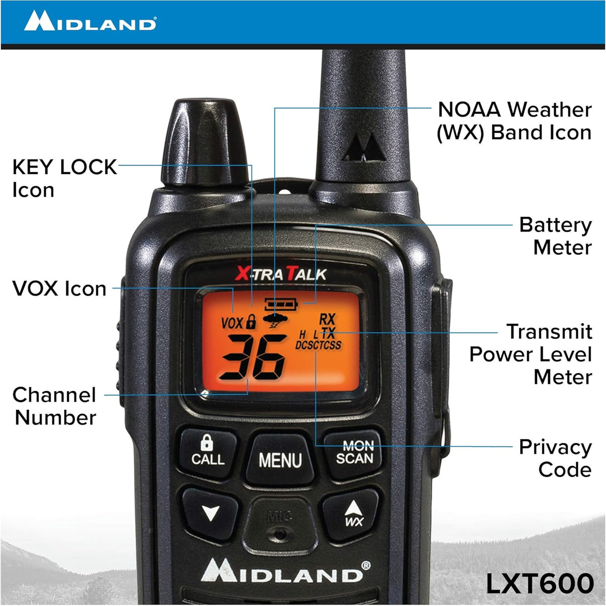 36 Channel FRS Two-Way Radio Black Pack of 12 J8174